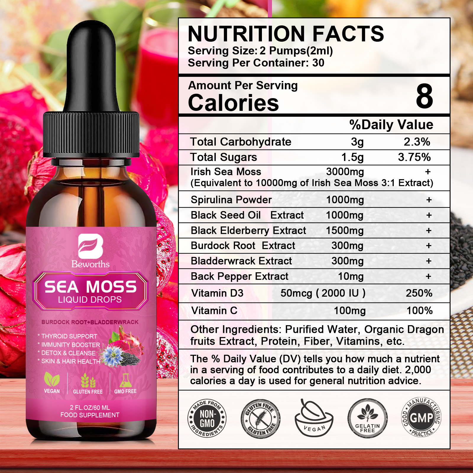 BEWORTHS 3000MG Seamoss Liquid – обзор и цена Root Stimulator Liquid