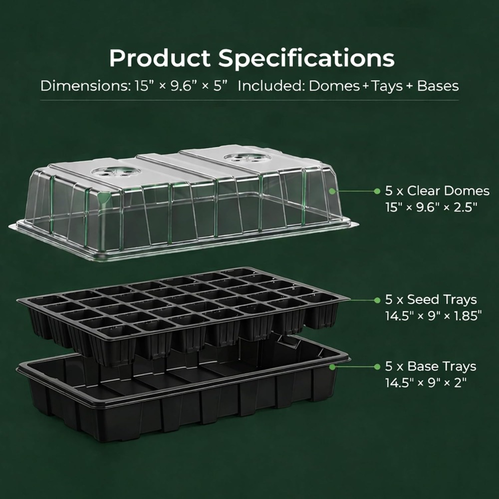 5-Set Seed Starter Tray Kits,  – обзор и цена Humidity Dome Kit
