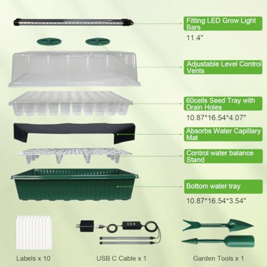 Seed Starter Tray with Grow Li – обзор и цена Humidity Dome Kit